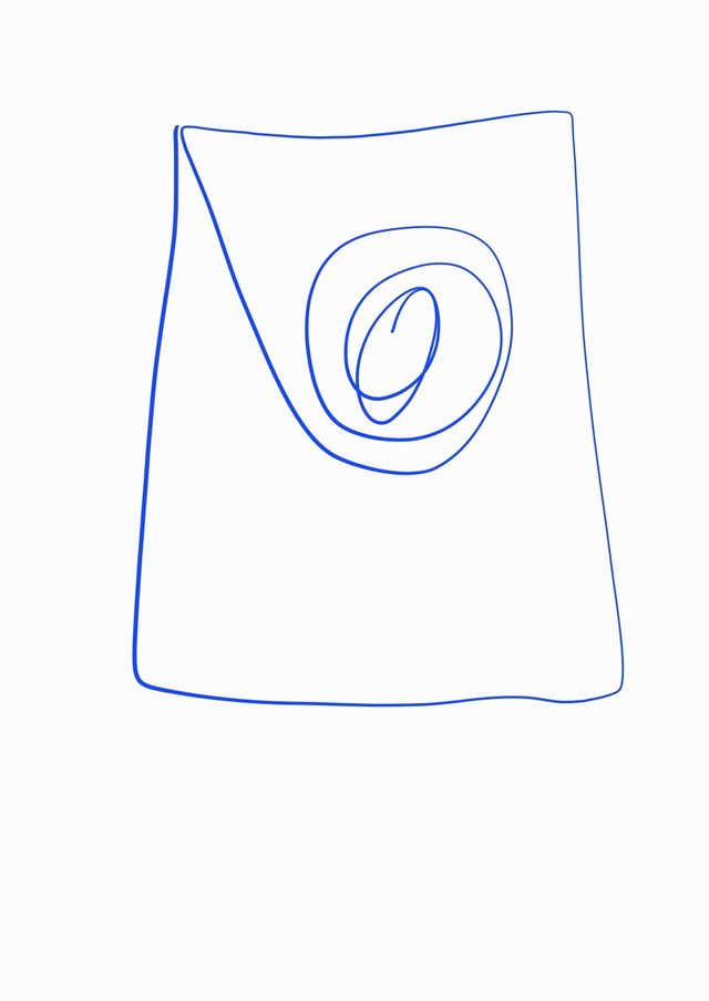 Blue Drape & Spiral — Hand-drawn digital line work